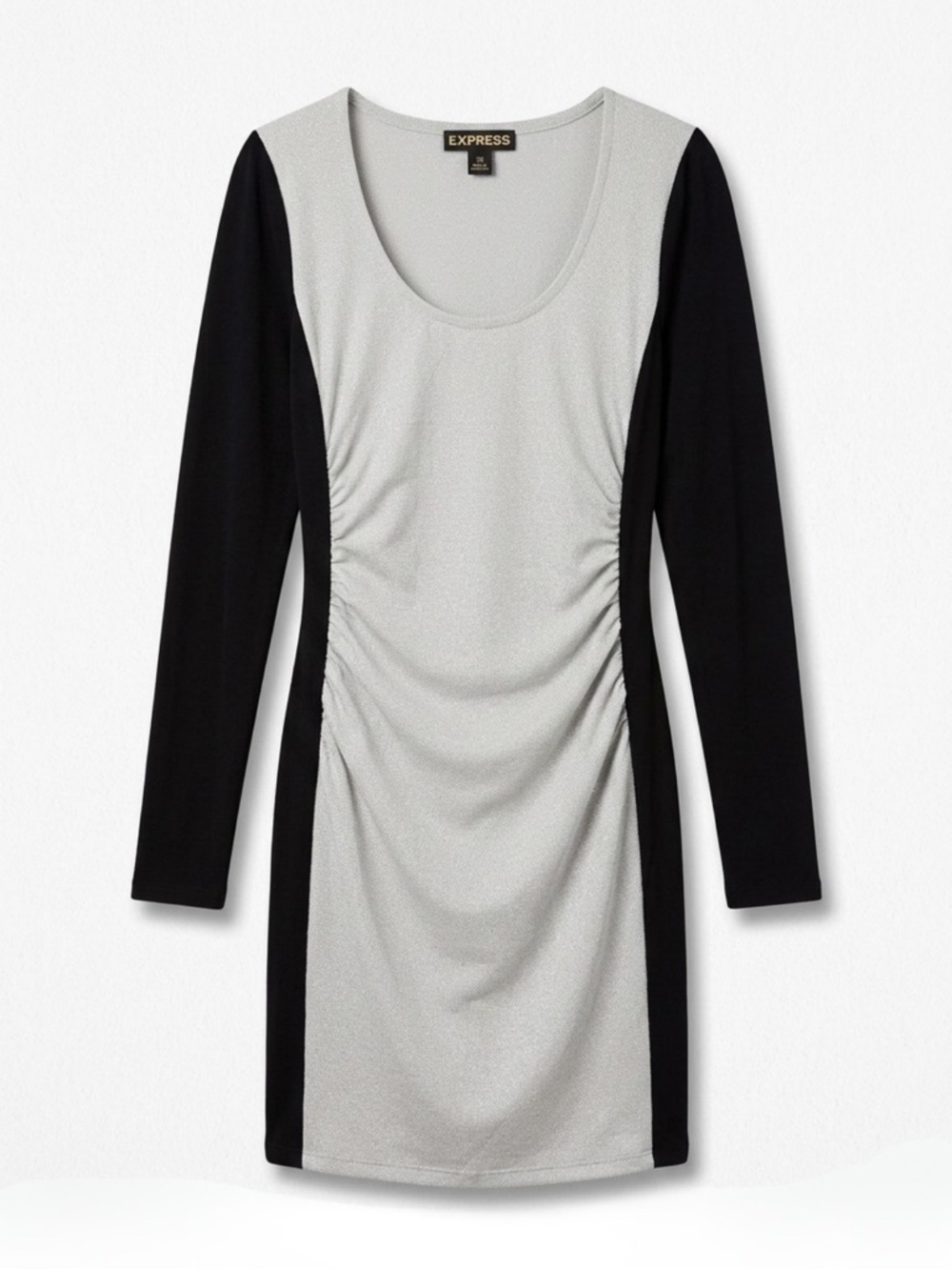 Express Black and Silver Ruched‎ Dress